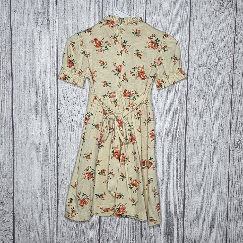 Vintage Girls Floral Dress Puff Sleeve Back Zip Cottagecore, sz 10/12 - Picture 3 of 5